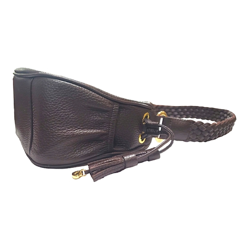 Lovcat Paris Brown Leather shoulder bag with tassels and gold charms - Picture 6 of 10